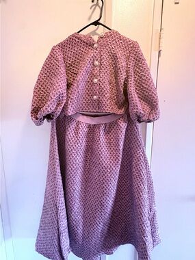 Textured Lilac Two-Piece Set with Pearl Buttons